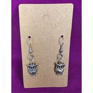 Handmade Silver Dangly Owl Earrings